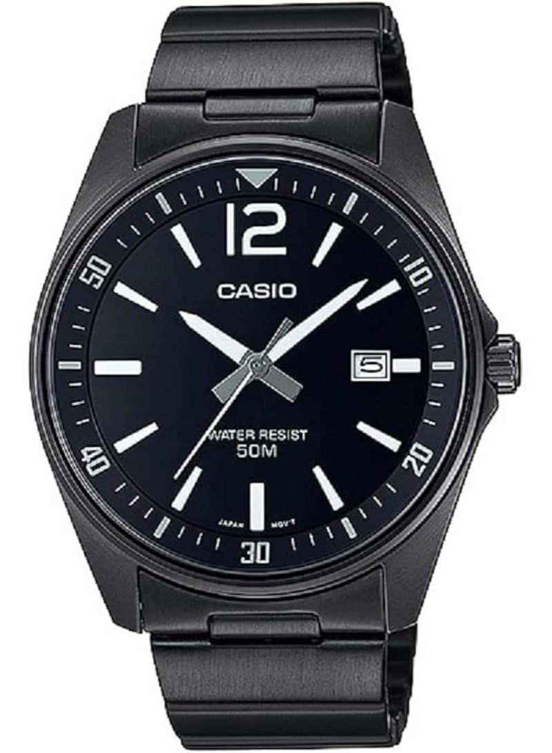 كاسيو Analog Men’s Watch MTP‑E170B‑1BVDF, 42 mm Black Dial, Black Ion‑Plated Stainless Steel Bracelet, 50 m WR - Image 1